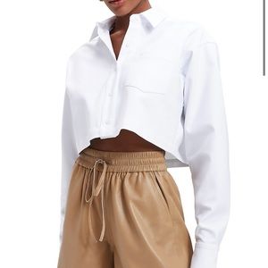 Good American Cropped Button Up Shirt sz M